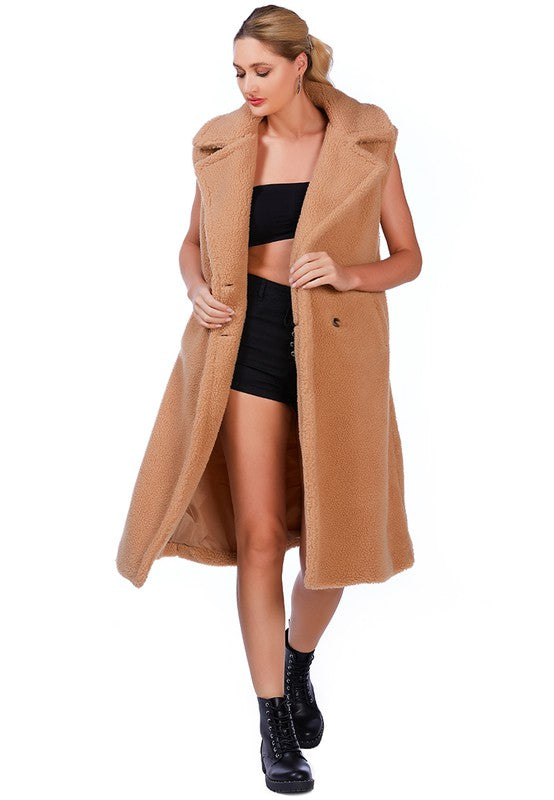 独特の素材 Teddy Breasted Double Sleeveless Coat Boutique Blue Ivy – ジャケット・アウター